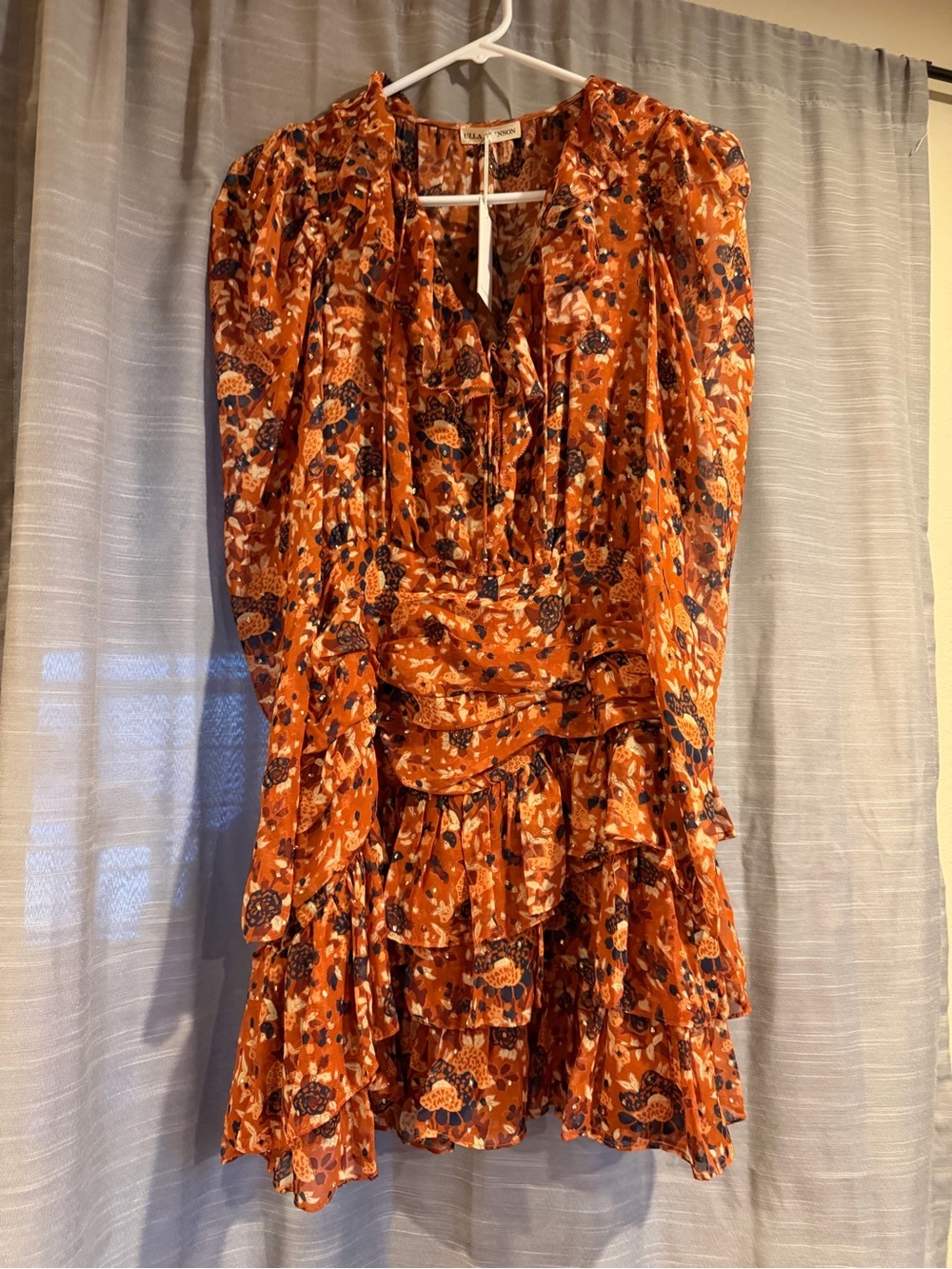 NWT Ulla Johnson Rust Orange Floral Tiered Mini Cecily Dress